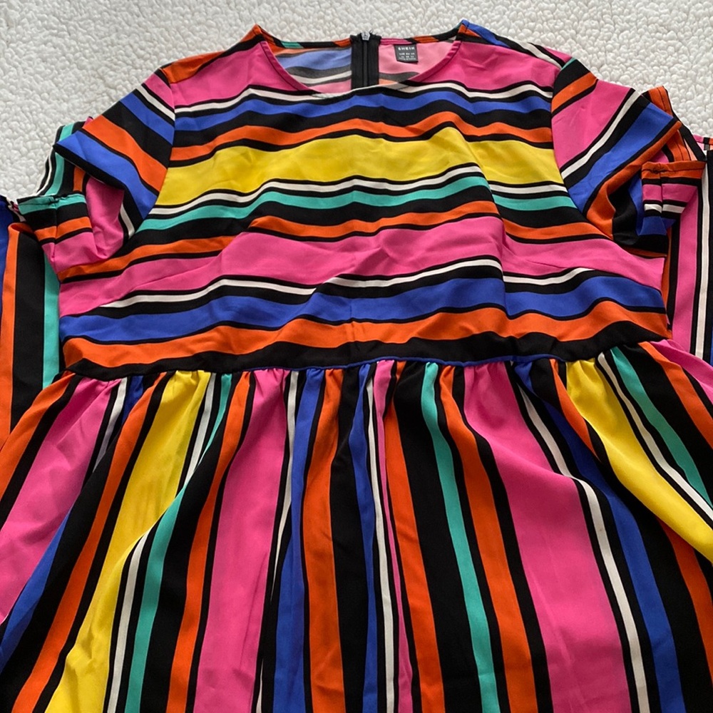 Shein Women Size US XL Multi Colorful Striped Tiered Long Dress